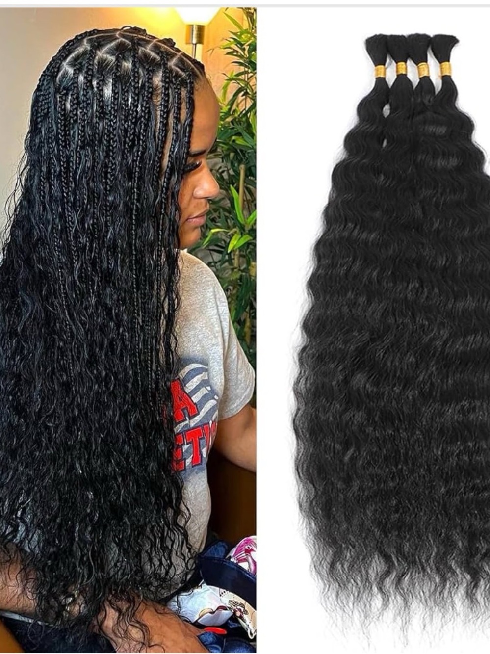 Amazon Natural Black Long Wavy Braiding Hair Extensions